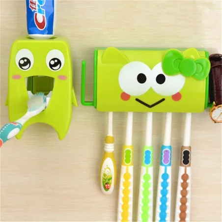Multifunctional bathroom organiser - toothbrush holder & toothpaste dispenser