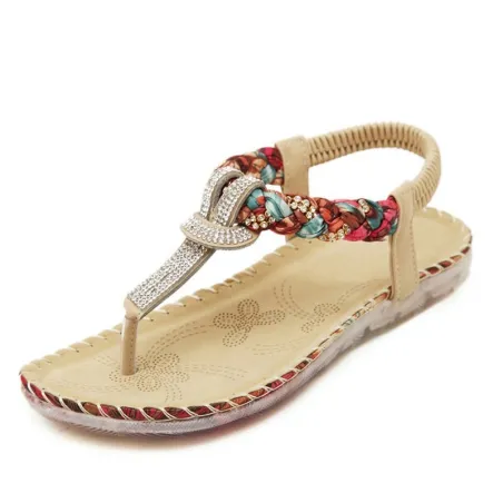 Casual platta sandaler med rhinestones