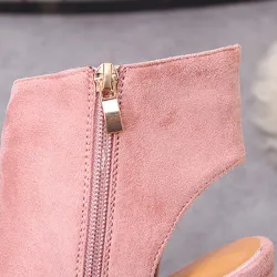 Stilvolle Wildleder - Stiefel mit offenem Zehe & Ferse