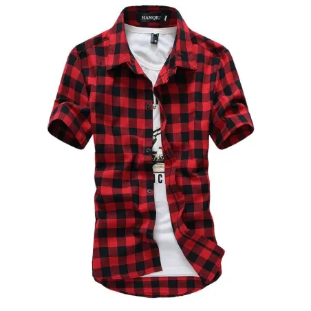 Fashion plaid shirt with short sleeve