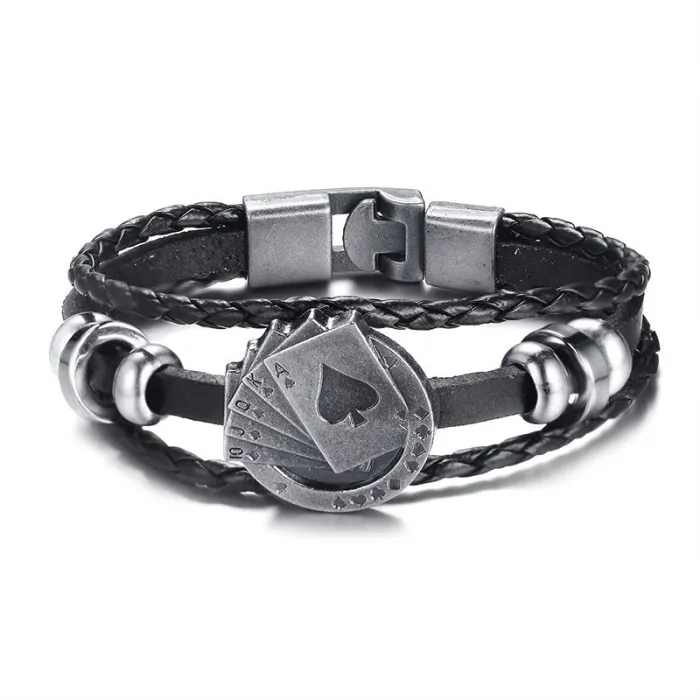 PulserasVintage multicapa de cuero afortunado pulsera