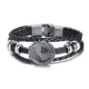Pulseira de couro multicamada vintage