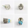 22mm metal waterproof stainless steel button - switch momentary - flat round lamp