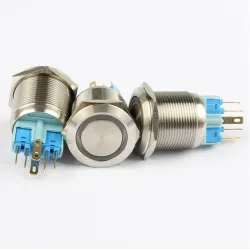Interruptores22mm metal impermeable acero inoxidable botón - interruptor momentary - lámpara redonda plana