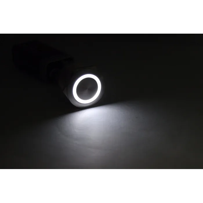 22mm metall vattentäta rostfritt stål knapp - växla tillfällig - platt rund lampa