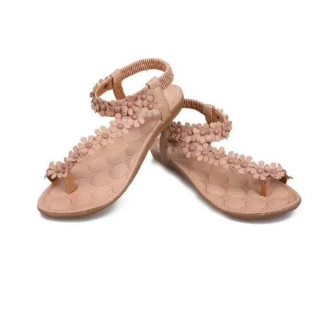 Sommar platta sandaler med blommor