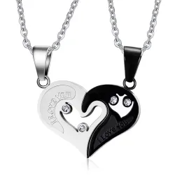 CollarMe encanta Usted - corazón - colgante de acero inoxidable con collar - 2 piezas