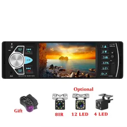 Bluetooth car radio - din 1 - 4 inch display - MP3/MP5 - rear camera - steering remote