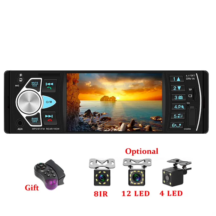 Rádio carro Bluetooth - din 1 - 4 polegadas display - MP3/MP5 - câmera traseira - direção remota
