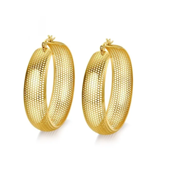 AretesHollow gold hoops - pendientes de acero inoxidable