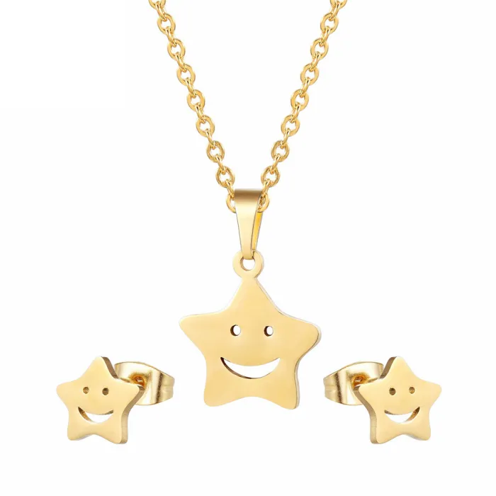 Gold & Silver Earrings & Necklace - korusarja