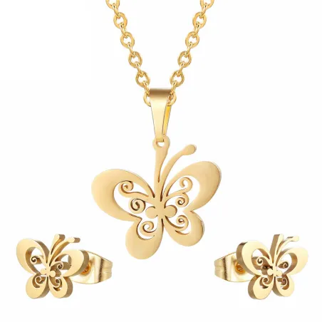 Gold & Silver Earrings & Necklace - korusarja