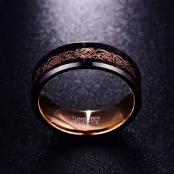 Tungsten Steel - rose gold dragon - ringRings