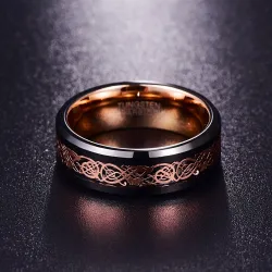 Tungsten Steel - ros gulddrake - ring