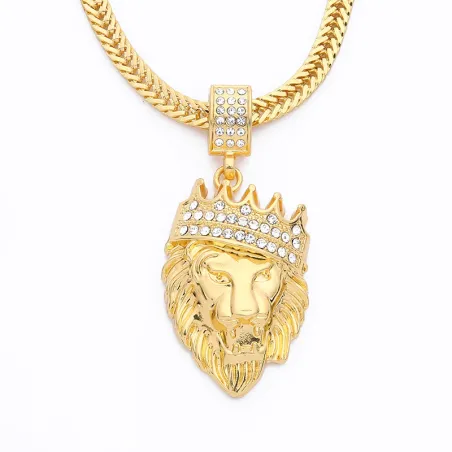 CollaresColgante cabeza de león de oro de lujo - collar