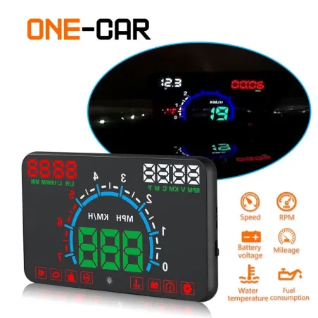 GEYIREN E350 OBD2 II HUD 5.8 tuuman näyttö - ylinopeus hälytys ja polttoaineen kulutus - autonäyttö