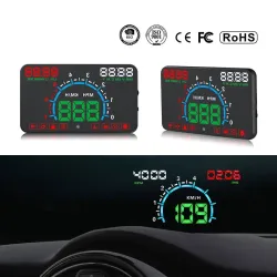 GEYIREN E350 OBD2 II HUD 5,8 tums skärm - överhastighetslarm och bränsleförbrukning - bildisplay