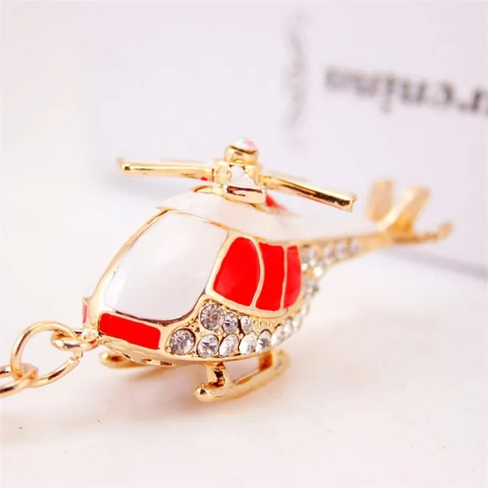 Crystal golden helicopter - keychain