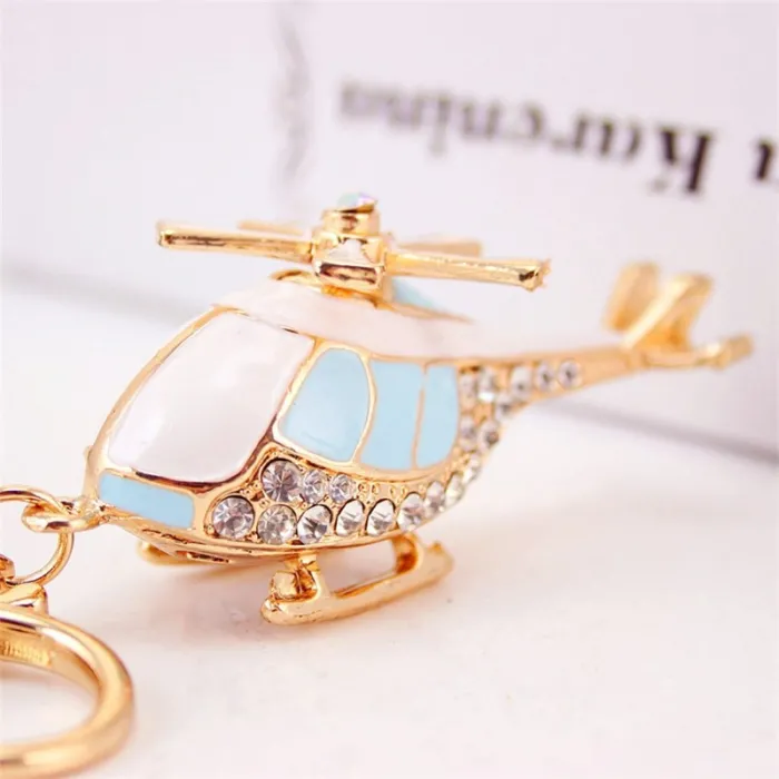 Crystal golden helicopter - keychain