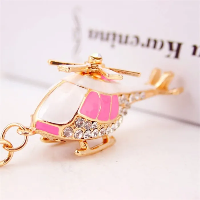 Crystal golden helicopter - keychain