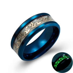 Dragão luminoso - anel de aço inoxidável