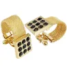 Lyx guld cufflinks med onyx sten