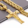 Guld rostfritt stål halsband med kors