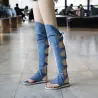 Denim Cross Spitze oben - Knie hoch - Gladiator Schuhe