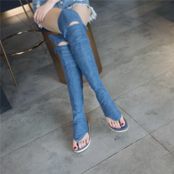 Denim cross lace up - knee high - gladiator shoes