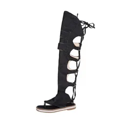 SandaliasDenim cruz encaje - rodilla alta - zapatos gladiadores