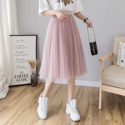 Moda midi gonna pieghettata
