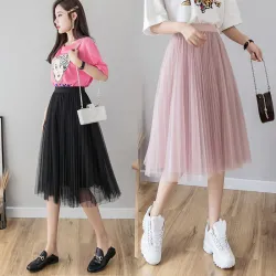 Moda midi gonna pieghettata