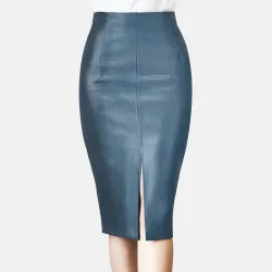 Elegancka skórzana spódnica midiSukienki
