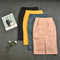 VestidosElegante falda de midi de cuero