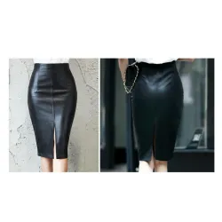 Elegantes Leder Midi Rock