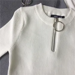 Casual manches courtes avec fermeture éclair - t-shirt