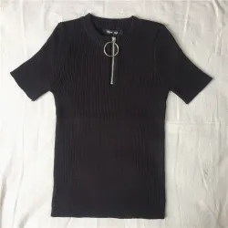 Casual manches courtes avec fermeture éclair - t-shirt