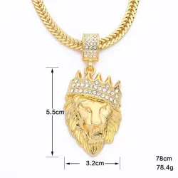 CollaresColgante cabeza de león de oro de lujo - collar