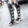 SandaliasDenim cruz encaje - rodilla alta - zapatos gladiadores