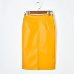 VestidosElegante falda de midi de cuero