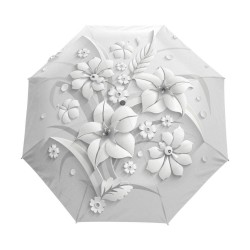 Fully automatic umbrella with 3D floral print - UV protection