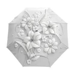 Ombrello completamente automatico con stampa floreale 3D - protezione UV