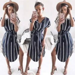 Elegante vestido listrado