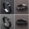 Pulseira de couro multicamadas com fivela magnética