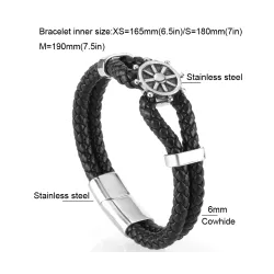Bracelet en cuir multicouche avec boucle magnétique