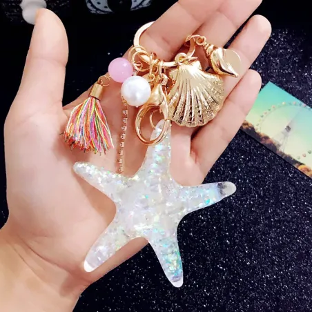 Sea world starfish pearl shell keychainSleutelhangers