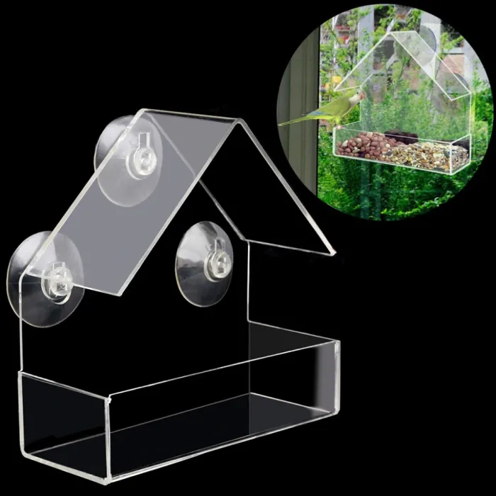 Transparent fågelmatare