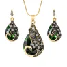 Orecchini e collana con pavone di cristallo - set di gioielli