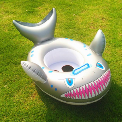 Cartoon shark - inflatable baby swimming ring - seat with handle