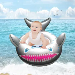 Cartoon shark - inflatable baby swimming ring - seat with handle